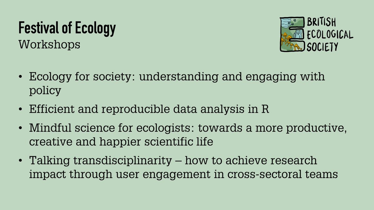 BritishEcolSoc's tweet photo. We are excited to announce the workshops running at a Festival of Ecology. Workshops are interactive sessions encouraging networking, skills development, and creative thinking. All session will be run live. #BES2020 https://t.co/UDQ3jQAiN9 https://t.co/p63MXQtf4v