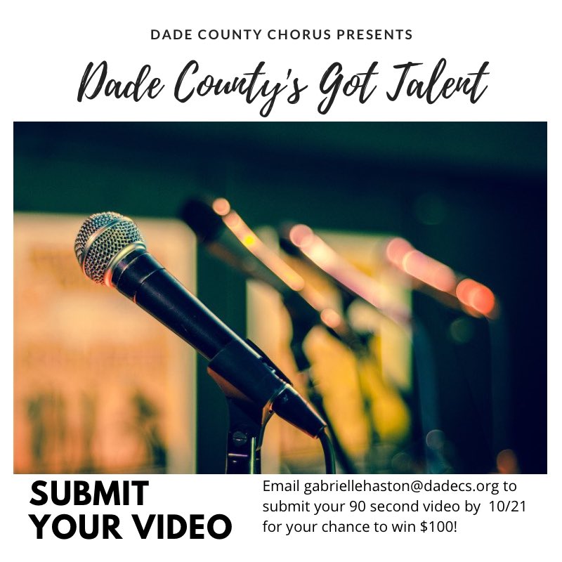 <a href="/DadeCoHigh/">Dade County High</a> Students, check your email for details on how to enter your talent for a chance to compete for $100!!! #virtualtalentshow #DadeCountyChoir