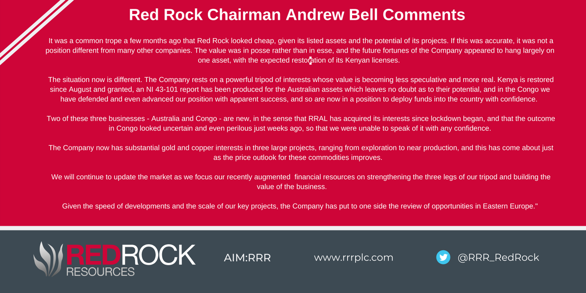RRR_RedRock's tweet photo. #RRR #RNS #ValueDriver
KEY PROJECT SUMMARY
❖ @RRR_RedRock the natural resource development company with interests in gold, manganese and copper, announces an updating summary on the three key interests that are expected to be value drivers going forward
https://t.co/c0ucLvDDfz https://t.co/LaG51BOqcI
