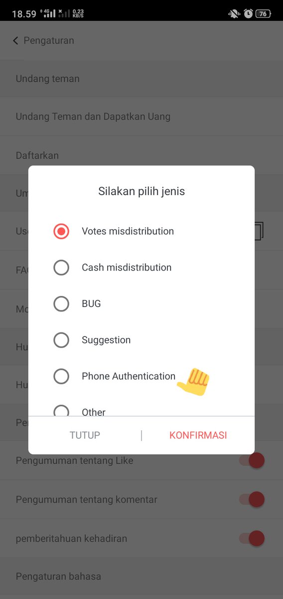 Jadi ini caranya.1. Masuk ke Beranda2. Klik setting di pojok kanan atas3. Klik "Hubungi Kami"4. Pilih "Phone Authentication" terus konfirmasi5. (Otomatis masuk ke e-mail)