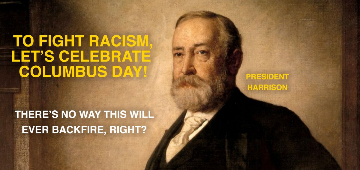 Why does  #ColumbusDay exist?In the late 1800s tensions among various ethnic groups boiled over in some parts of the US. America's 23rd President Benjamin Harrison decided to hold a celebration of Italian culture after 11 Italian immigrants were murdered.