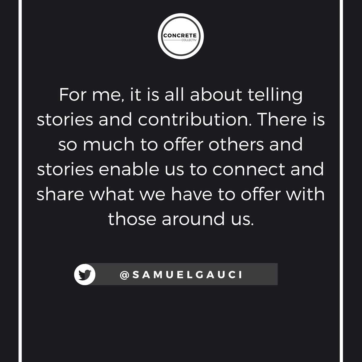 ConcreteClique's tweet photo. We asked @SamuelGauci what does he have to say about being an #actor. What he said is so relatable! After all that's what actors do...tell stories.⁠⁠
⁠
#quote #quoteoftheday #acting #character #concretecollectiv #headshot #commercial #theatre #film https://t.co/KZiVhqo4cQ