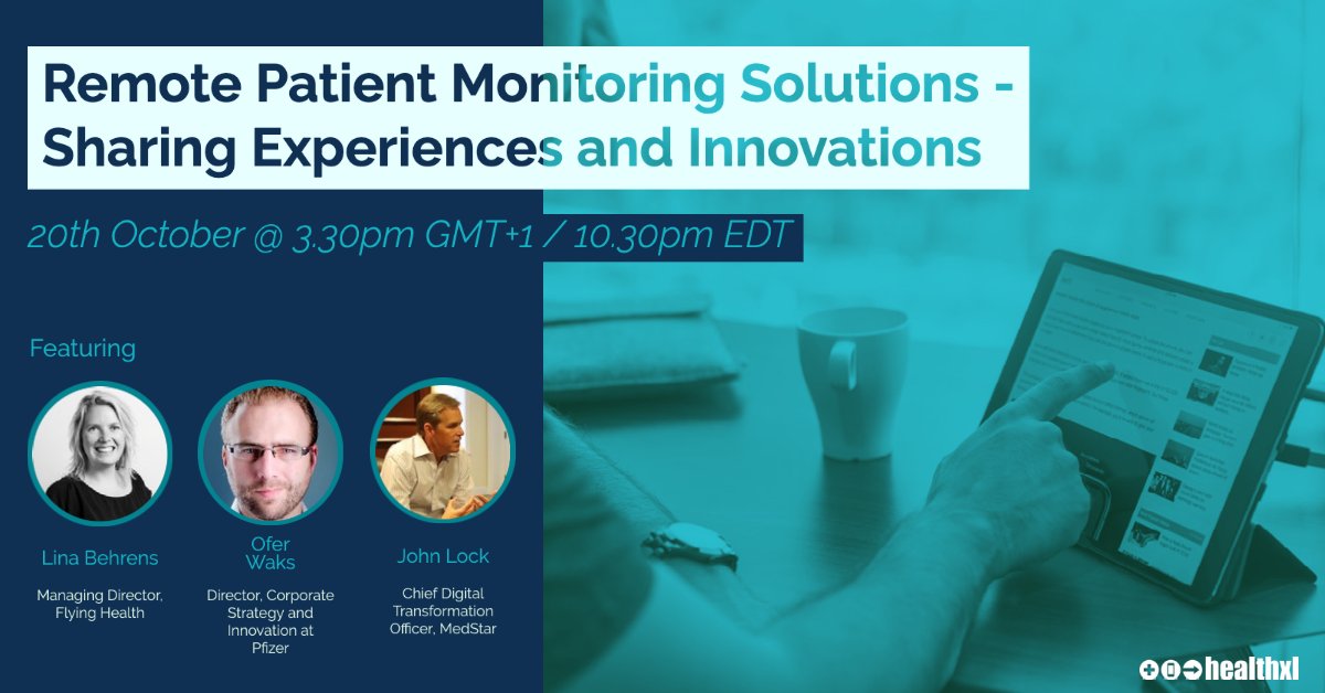 Join us on Oct 20th where we will be discussing " #RemotePatientMonitoring Solutions - Sharing Experiences and Innovations". Meet new people and gain insights at our #virtuallunch. Food is optional. Register now https://t.co/nId7cybEFi
#digitalhealth #healthxlcommunity https://t.co/cc1bDr8WXn
