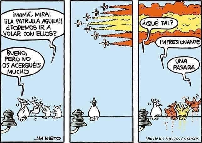 EjercitoAire's tweet photo. La participación de la @patrullaguila en el día de nuestra fiesta nacional ha sido, como diría @HUMORJMNIETO, una verdadera pasada. 🇪🇸💪🏻

#DiadelaHispanidad 
#DiadelaFiestaNacional
#12Octubre https://t.co/P8WBcyJBil