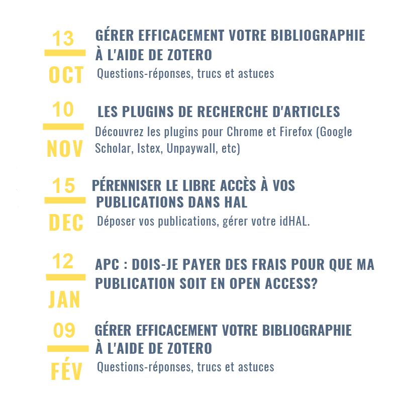 Mines_Paris's tweet photo. Les Cafés Doc organisés par la @bib_MinesParis reprennent du service pour une nouvelle saison !
Découvrez la programmation 2020-2021 et venez  échanger sur des outils et pratiques le temps d'un ☕ (offert).
📅Rendez-vous le 13 octobre pour le premier de l'année #ColDocPSL https://t.co/fv3h8K0ASL