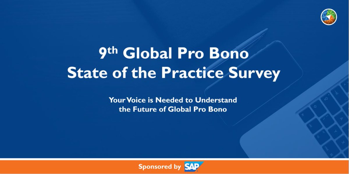 PyxeraGlobal's tweet photo. We are excited to launch the 9th Global Pro Bono State of the Practice survey. This year, we’re proud to be sponsored by @sap4good, a leader in the field of Global Pro Bono. Follow this link to participate: https://t.co/LfIENptkVQ #CSR #Probono #SocialImpact https://t.co/jfNstZ4pqo