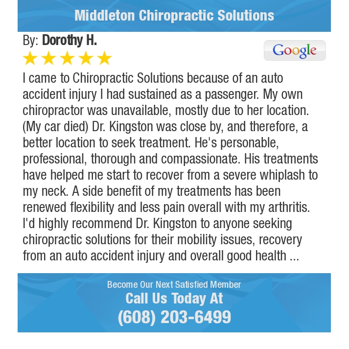 drmattkingston's tweet photo. 5 Star: Dorothy H. "I came to Chiropractic Solutions because of an auto accident injury I had sustained as a..." https://t.co/wMa5zid3MZ https://t.co/BTzx1H8Opx