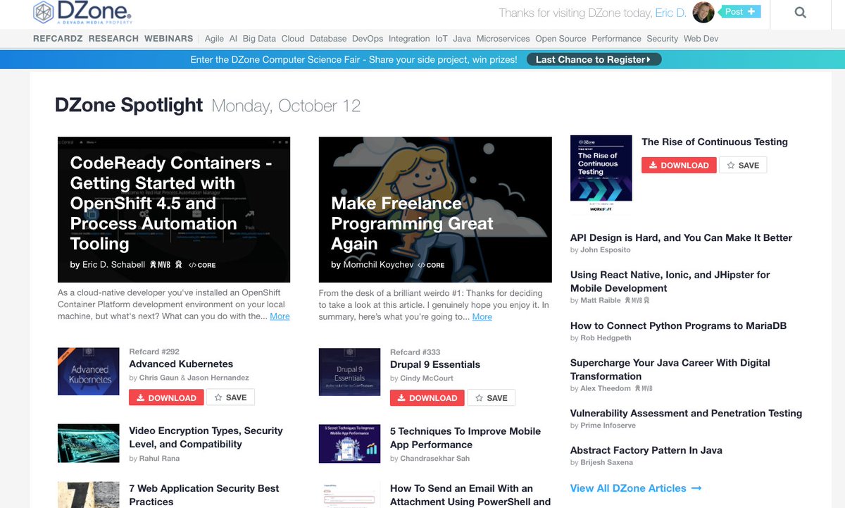ericschabell's tweet image. Featured on @DZoneInc homepage today, get your developer on with #process #automation container tooling on @openshift 4.5 using #CodeReady Containers! dzone.com/articles/coder… @kvarel4 @philsimpson365