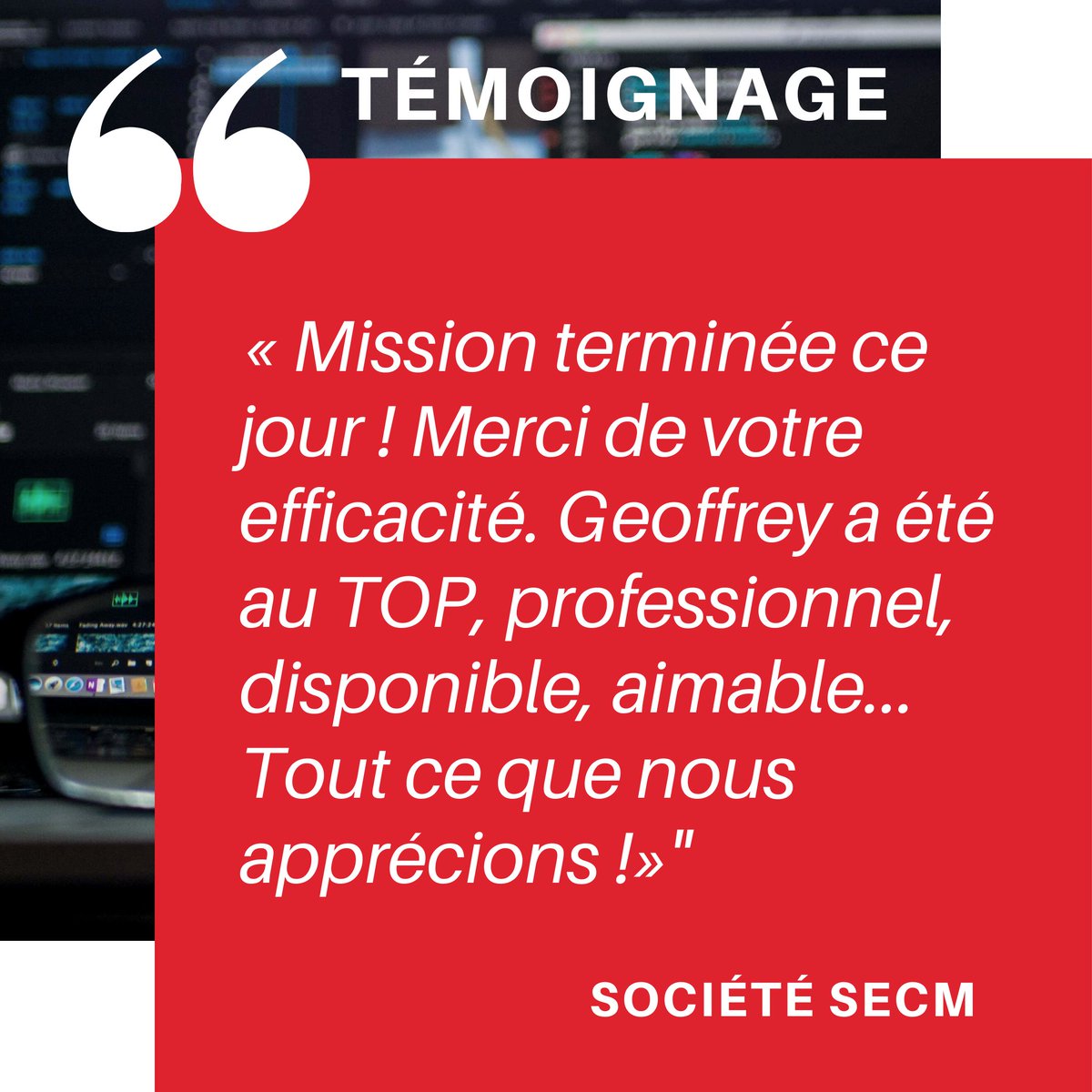 Layer_fr's tweet photo. Quel plaisir pour l'équipe d'avoir des retours clients comme celui  de la société SECM après une installation informatique sur site. Merci beaucoup à nos clients pour leur confiance et leur fidélité 😍

#informatique #Auxerre #Témoignage #Yonne https://t.co/cssZqPtl4H