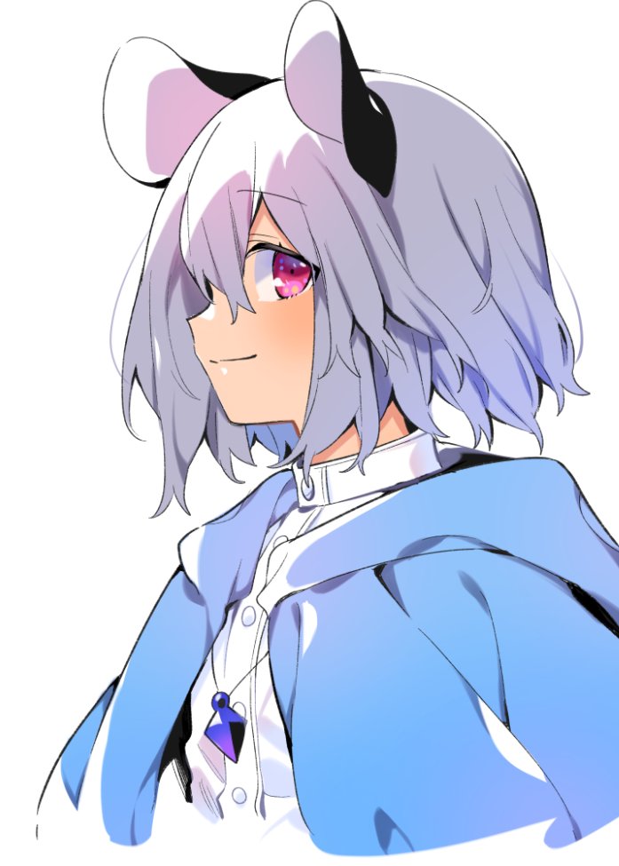 nazrin 1girl solo mouse ears animal ears jewelry white background upper body  illustration images