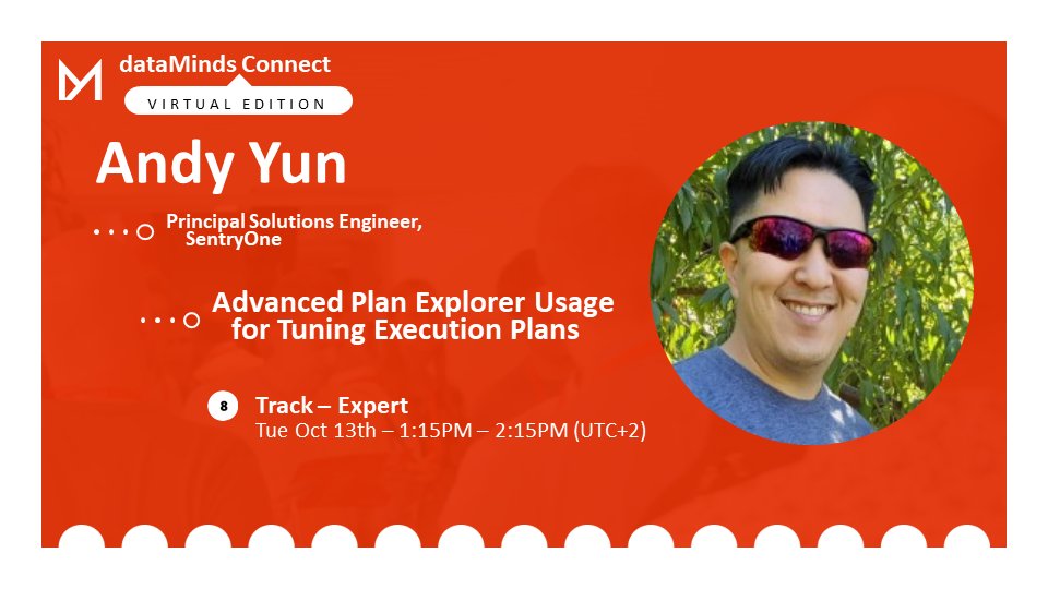 datamindsbe's tweet image. @SQLBek will join us at #dataMindsConnect. He&apos;ll go into Advanced Use Cases for tuning Execution Plans with #PlanExplorer. Going beyond the basic usage, he&apos;ll make sure we can use all the goodness this approach has to offer!

ℹ Info &amp;amp; Registration🎫➡ datamindsconnect.be/agenda/