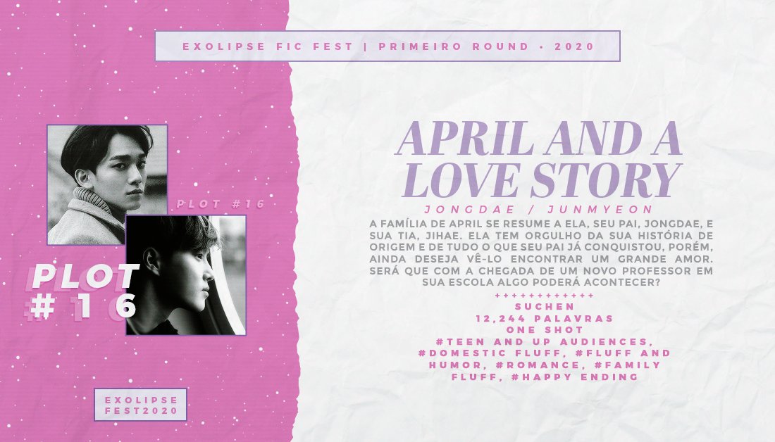 exolipseficfest's tweet image. → April and a love story

⋇ Jongdae / Joonmyeon
⋇ #Plot16 | Teen and Up Audiences | 12224 palavras
‣ archiveofourown.org/works/25779145