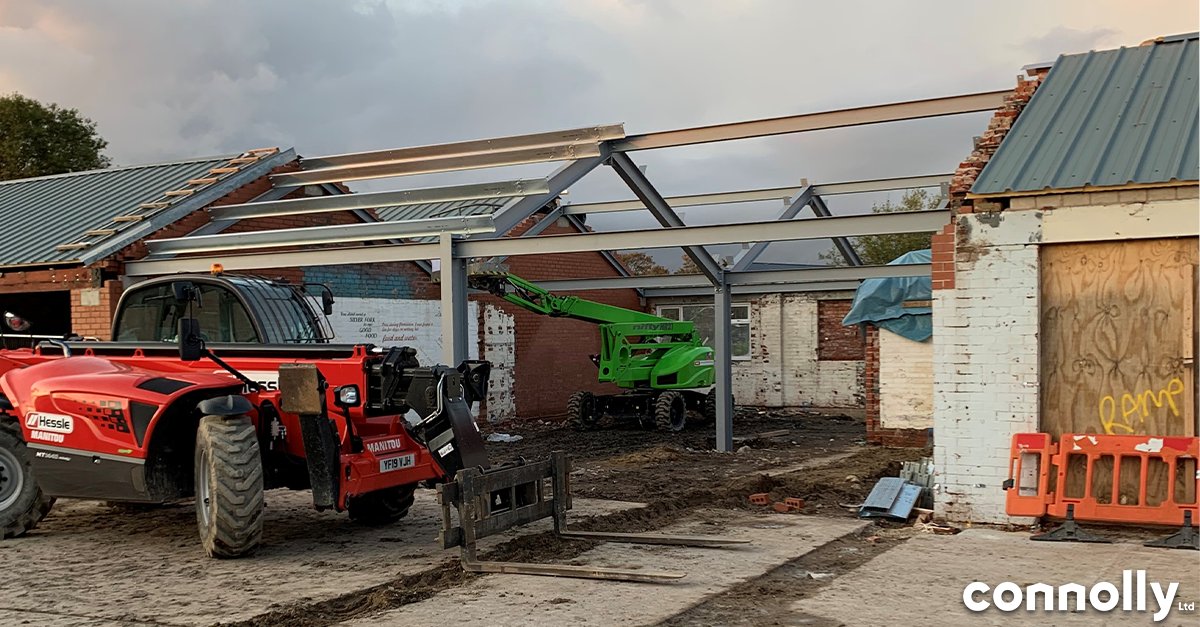 ConnollyLtd's tweet photo. The #steelwork is now complete on our Dodd Lane site where we're converting 20,000 sqft office accommodation into #industrial and commercial #starterunits.

We're half way through the electrical installation, external façade finishes are underway and decorators start this week!🏗️ https://t.co/ZiWfmFs31Y