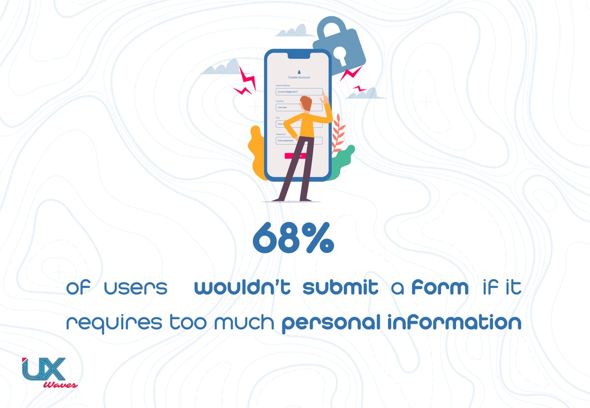 uxwaves's tweet photo. With every additional field you add to your form, you increase the chance of losing a prospective user.
#UX #UI #UXDesign #userexperience #UXForms #uxui #uiux #uxuidesign #users #uxstatistics #UXWaves https://t.co/zRsMJR7m5W