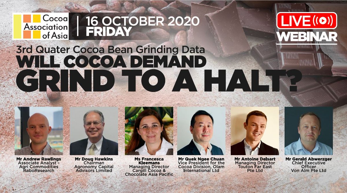touton_group's tweet photo. Will Cocoa Demand Grind to a Halt? Join Antoine Delsart, MD Touton Far East and #cocoa sector experts for a live webinar discussion, organised by the Cocoa Association of Asia @CocoaAsia this friday 16/10! #Asia #chocolate 
Register free of charge: https://t.co/aAS8I5mdnr https://t.co/Loj5krrVQd