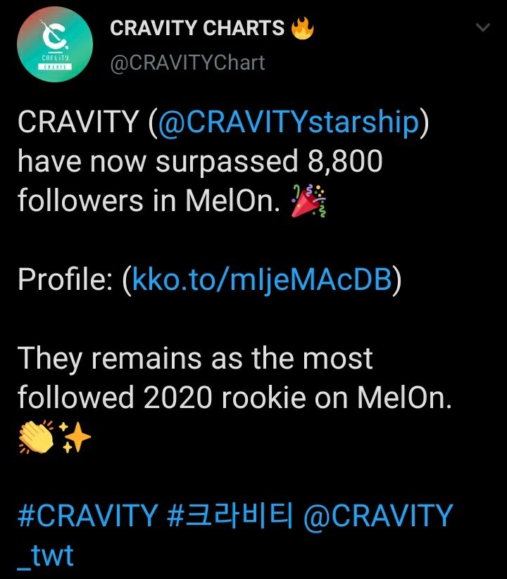 — #CRAVITY is the first and only rookie group to enter their songs on Melon Chart and also, they are the first rookie group to reached 8K+ followers on Melon and is the most followed rookie group there!