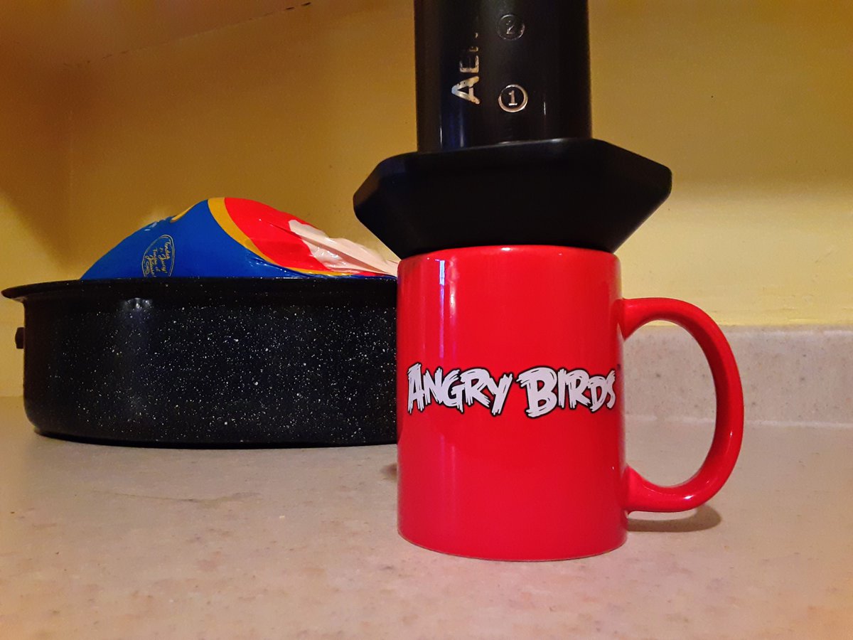 JaimeesDaddy's tweet photo. An appropriate #thanksgiving mug. #canadianthanksgiving🇨🇦 #toronto #coffee #aeropress #gobbletillyouwobble https://t.co/gMgdaMA7JP
