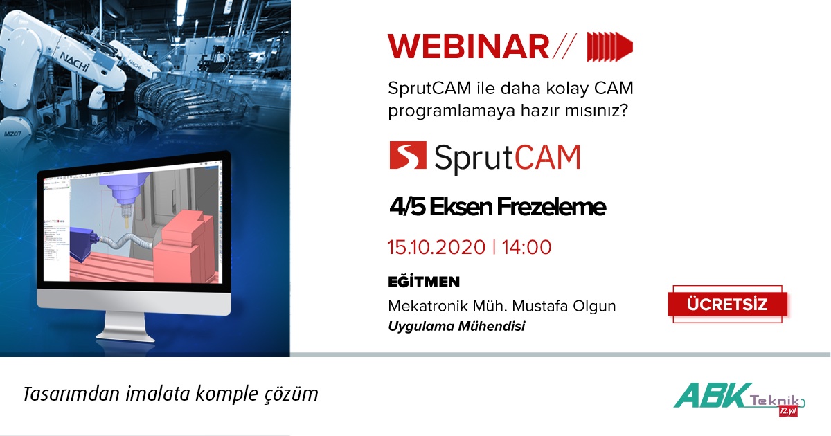 ABKTeknik's tweet photo. Modern arayüzü, yüksek teknik kabiliyetleri ile #CNC tegahlarınızı ve 8 eksene kadar robotlarınızı programlayabileceğiniz #SprutCAM ile profesyonel ve hızlı bir şekilde programlama yapmak için uzman eğitmenlerimizin verdiği webinarımıza katılın. 

#eniyisiniyap #CAD #CAM #5Eksen https://t.co/c3evNLEqI9