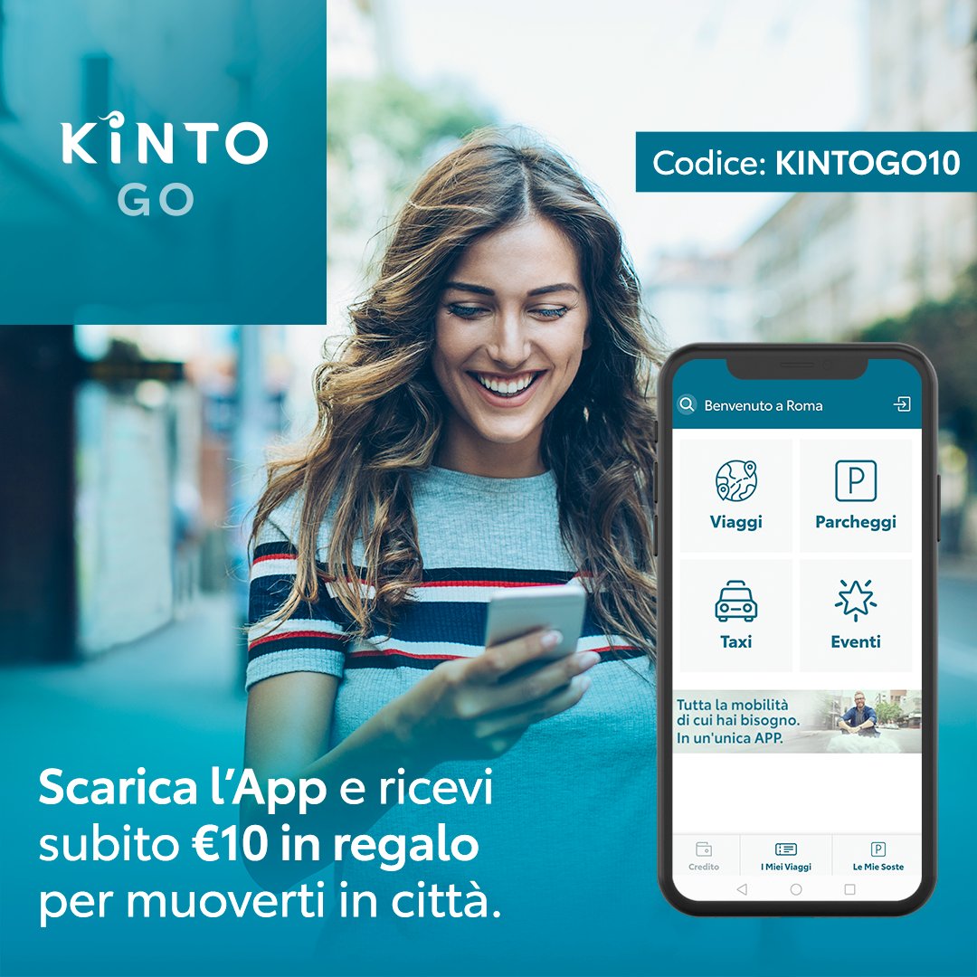 kintomobilityit's tweet photo. Con #KINTOGo muoversi in città è semplice.
🎁Ricevi subito in regalo €10 da spendere come vuoi tra metro, bus, treni, TAXI, parcheggi ed eventi.
Scarica l’App KINTO Go: https://t.co/B1SnwXnjd7
➡ Inserisci il codice coupon KINTOGO10
#MoveLikeMagic https://t.co/KOkaPpZLDF