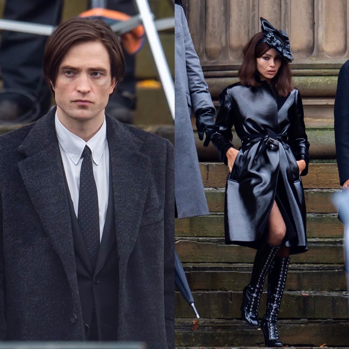 HugoGloss's tweet photo. Olhem só nosso morcegão e nossa Mulher-Gato de volta ao trabalho! Robert Pattinson e Zoe Kravitz foram flagrados durante essa manhã (12), gravando novas cenas de #TheBatman! 🦇 A sequência em questão foi filmada em frente... https://t.co/hcX7kXioyH (📸: https://t.co/AnKHTwR4jp) https://t.co/bHCsQ7fNsV