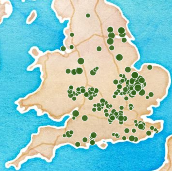 How many? Well...the 1086 Domesday Book -- the Norman conquerors survey of their lands -- shows more rents for eels than grain.But how many? Well...at the end of the 11th C. there were at least 539,785 eels being paid in rent in England each year. Here's a map: 8/14