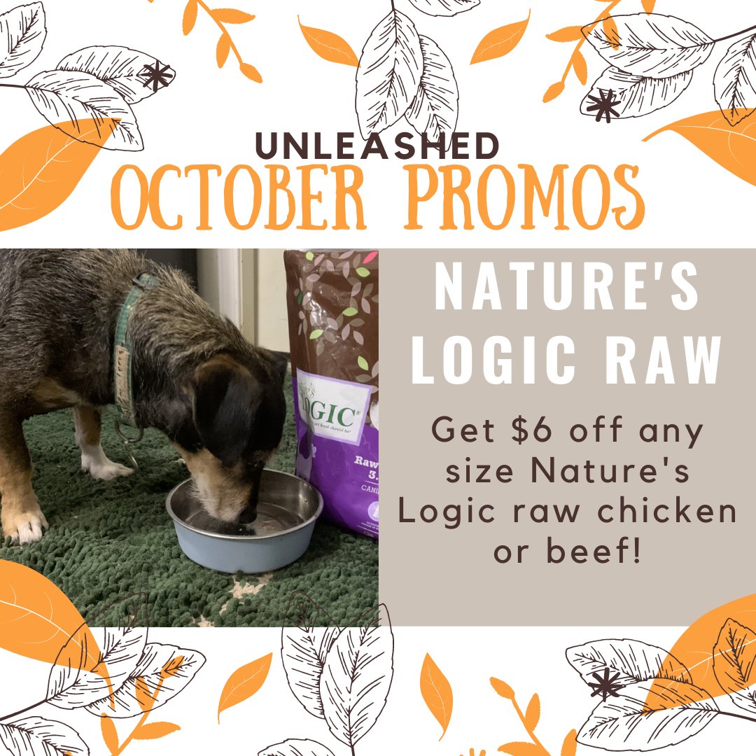 Unleashed_SH's tweet image. At @Unleashed_SH this October, you can save $6 on any size @NaturesLogic raw chicken or beef! Now someone please fill Daisy’s bowl! 🙏🐶
#shoplocalraleigh #showsomelocallove
 #nc #northcarolina #petsofthetriangle  #UnleashedNC #unleashedthedogandcatstore #unleashedstonehenge