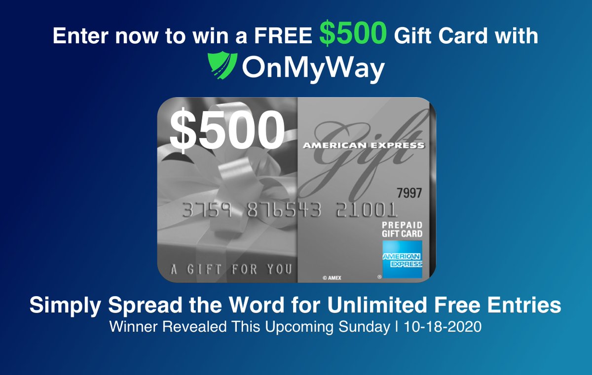 OnMyWayDrives's tweet image. Do YOU want a chance to win a FREE $500 American Express Gift Card?! Enter OnMyWay's Weekly Cash Contest today!
-
Download App for FREE and enter now!
-
r.onmyway.com
-
Winner announced 10/18

@ShepRose @austenkroll