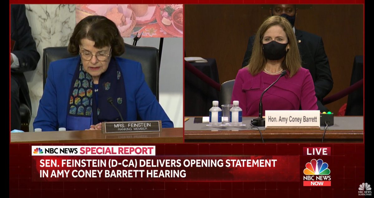 First health care mention comes from Feinstein barely a minute or two into her remarks. She notes that the ACA is headed to the Supreme Court and Donald Trump has promised to appoint judges who'd rule against that law.