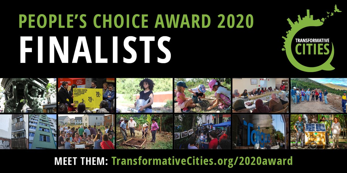 Very exciting, today we announce the finalist of the #TransformativeCities People ‘s Choice Award 2020. 
Outstanding solutions for people’s access to water, housing, energy and food that deserve global attention and flourish around the world: transformativecities.org/2020award/