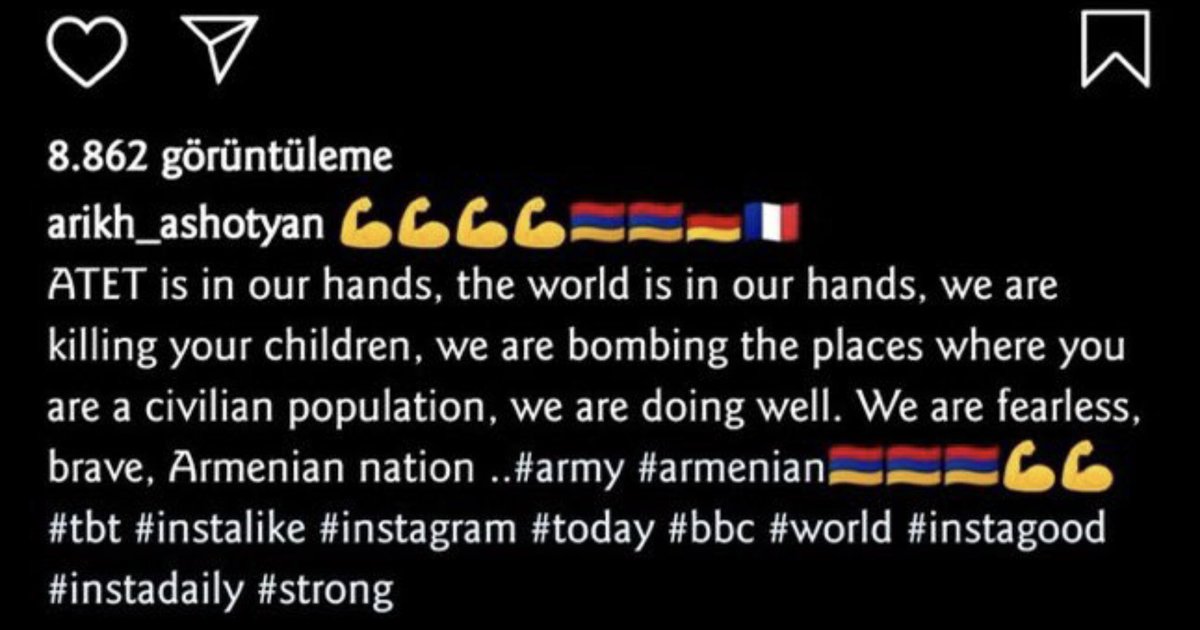 Armenians are proud to kill civilians, and one of them is arikh_ashotyan 

#StopArmenianTerrorism
#StopArmenianOccupation
#DontbelieveArmenia
#StopArmenianLies
#StopArmenianAggression
#KarabakhisAzerbaijan
#StopArmenianTerror 
#PrayForGanja 
#kimkardashiansupportsterrorism