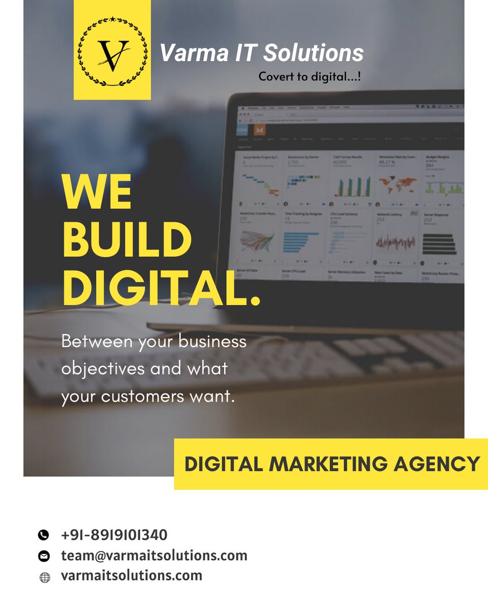 varmaitsolution's tweet image. &quot;Are you looking to grow your business? Get Digital Marketing Solutions and reach to your desired audience.

varmaitsolutions.com
or send us your query on
Email: team@varmaitsolutions.com
Call/whatsapp us: +91-8919101340
#varmaitsolutions #vitsolutions #digitalmarketingagency