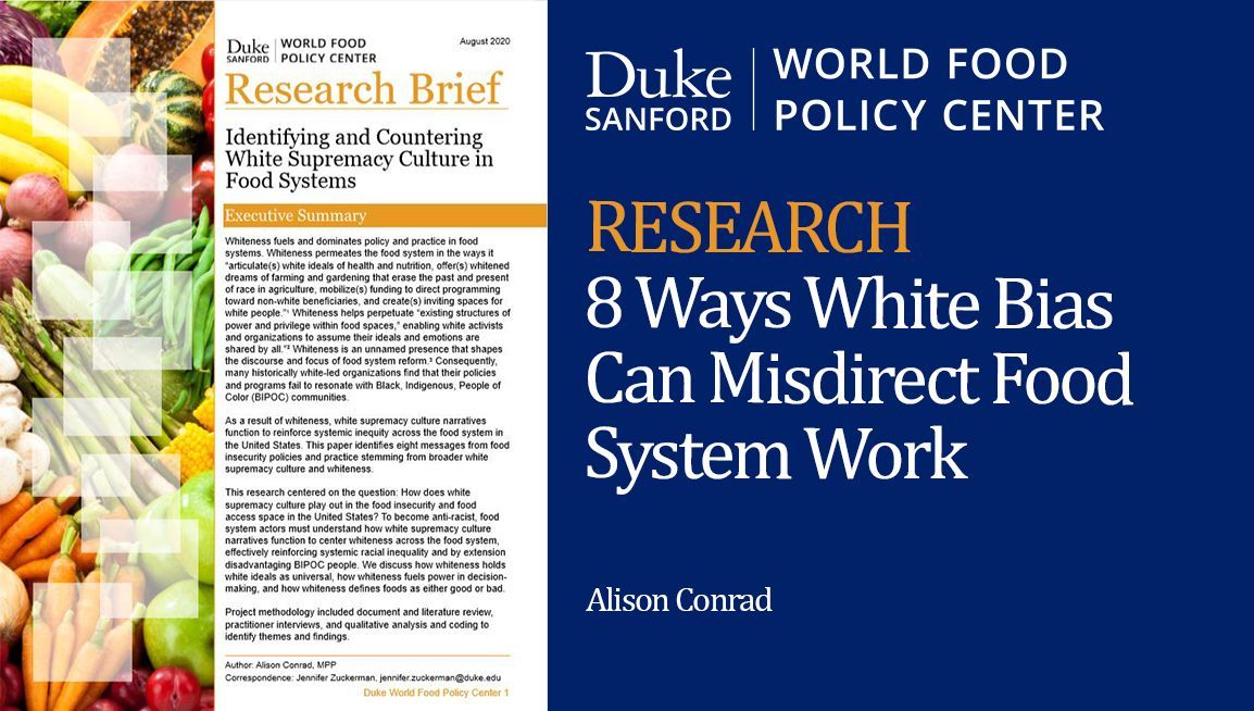 DukeWFPC's tweet image. Research Report: How does white supremacy culture play out in the food insecurity and food access space in the United States? Identifying &amp;amp; Countering White Supremacy Narratives in the Food System #whitesupremacy #whiteculturalbeliefs #DukeWFPC #foodphilanthropy #foodsystem