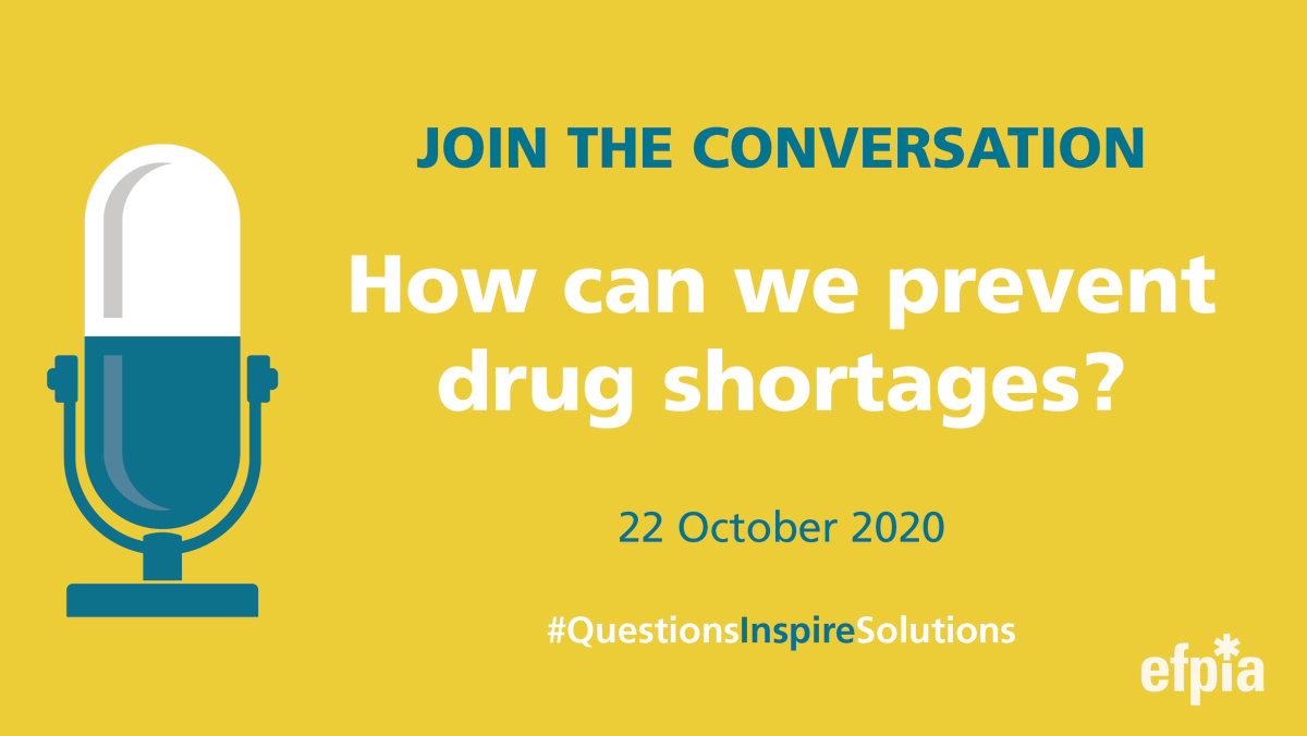 EFPIA's tweet photo. How can we prevent drug shortages? Join the conversation on 22 October to find out everything you always wanted to know about drug shortages (but were afraid to ask) ✏️Register here ▶️ https://t.co/FuTrg0ZjSq
#QuestionsInspireSolutions #WeWontRest https://t.co/pPATYeGOir