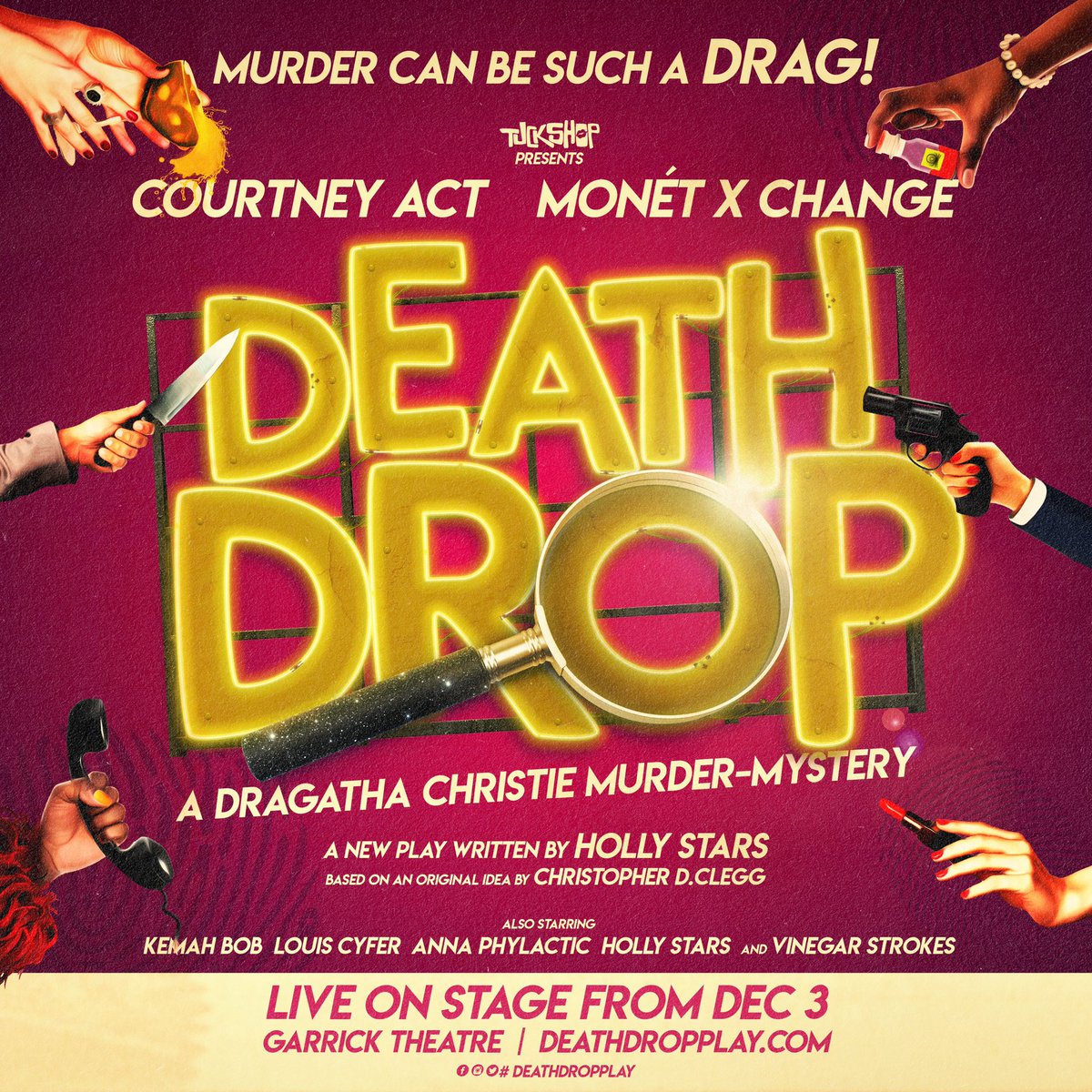 Bang, Bang...Bitch! Sooo excited to announce that I’ll be starring in @deathdropplay with an AMAZING cast. 
.
Coming to the @garricktheatre in London from Dec. 3rd. 
.
Tickets available at DeathDropPlay.com