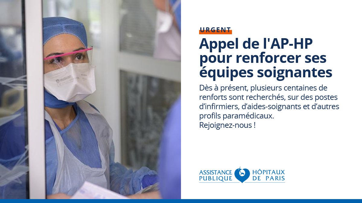 #Covid19 | Rejoignez-nous ! Ce formulaire permet aux soignants de se porter volontaires auprès de l'AP-HP afin de renforcer les équipes soignantes mobilisées 
👉questionnaire.aphp.fr/index.php/9263…