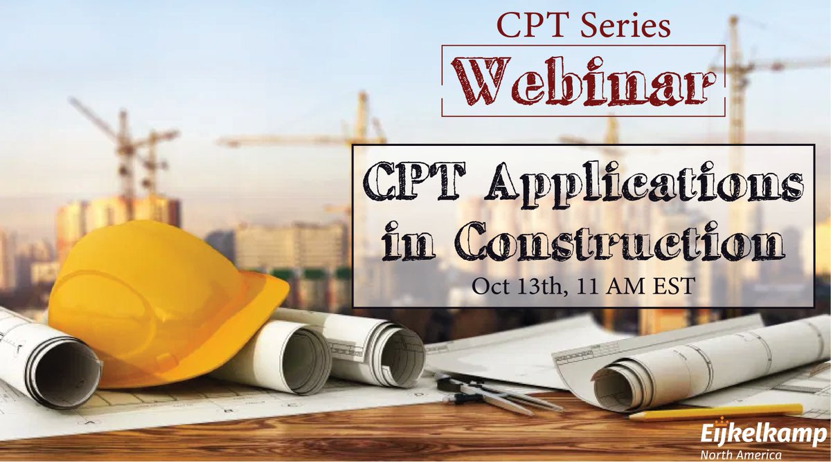Our webinar, CPT Applications in Construction, goes live TOMORROW! Join <a href="/KevinT1213/">Kevin Thomas</a> to learn more about how CPT can help you! Register here:lnkd.in/dUXge6T
#MeetTheDifference
#CPT #CPTApplications #Construction #Drilling
#CPTSeries #CPTWebinar #EijkelkampGoesVirtual
