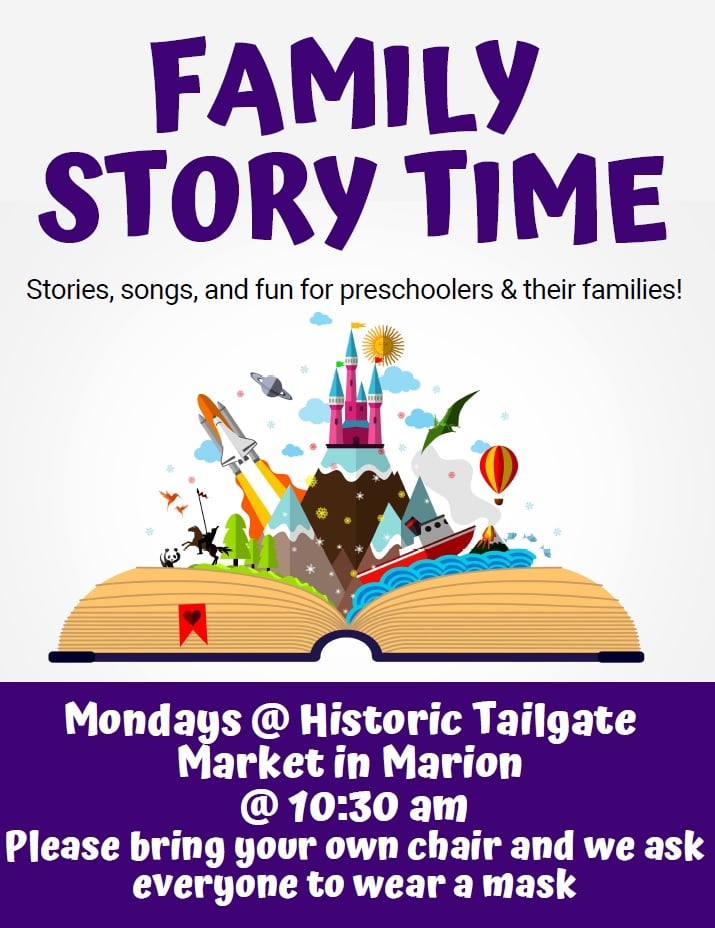 McDowellPubLib's tweet photo. Today is a great day for Family Story Time at the Marion Tailgate Market! #mcdowellreads https://t.co/AuPWWSx2ql