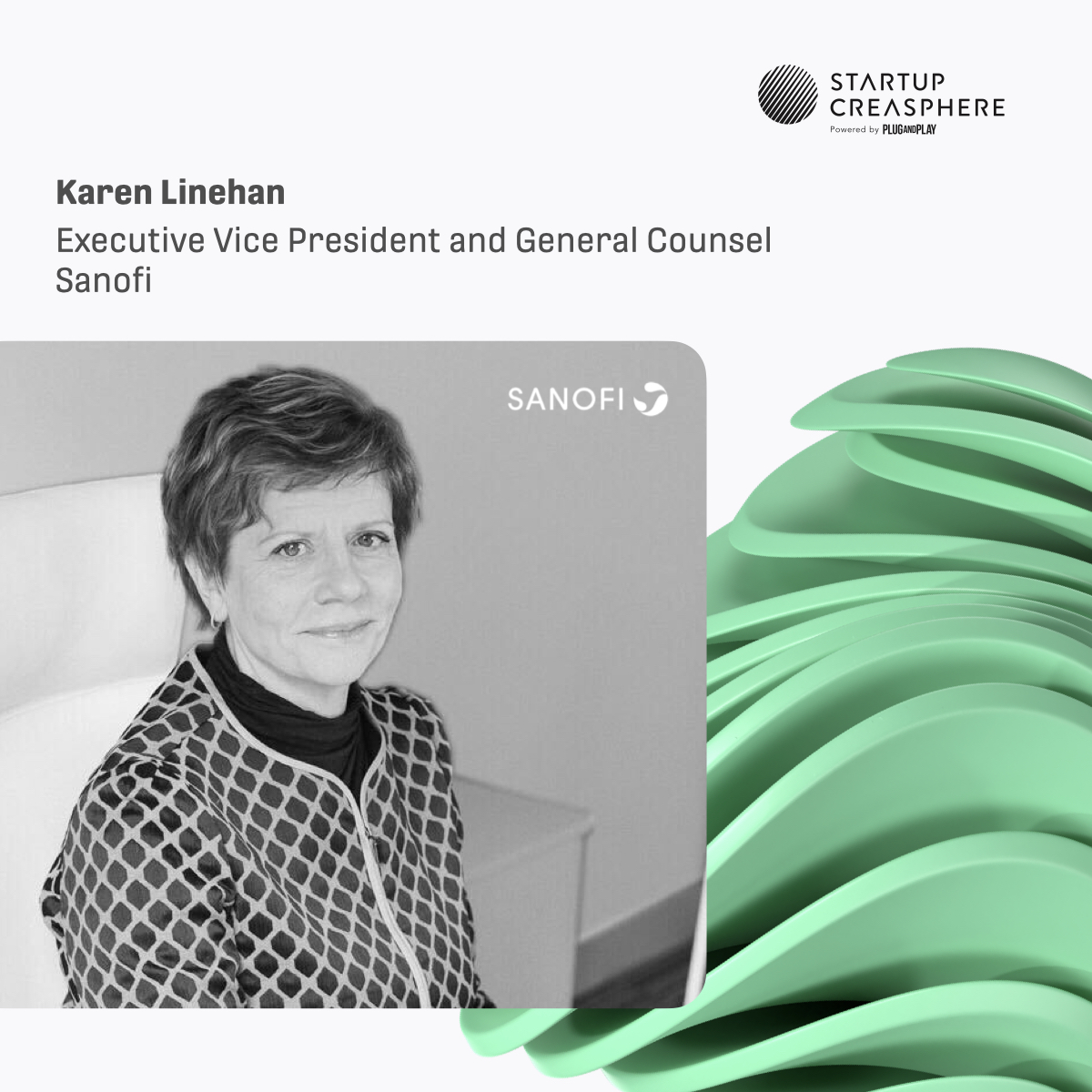 Meet *Karen Linehan* - Executive Vice President and General Counsel @sanofi – at our upcoming @StrtpCreasphere #Batch5 #KickOffDay! 🎤
Register for Oct 21 ⇢ https://t.co/NhdzH3U9ue
#startupcreasphere #corporatespeaker https://t.co/mTwfgkyVH2
