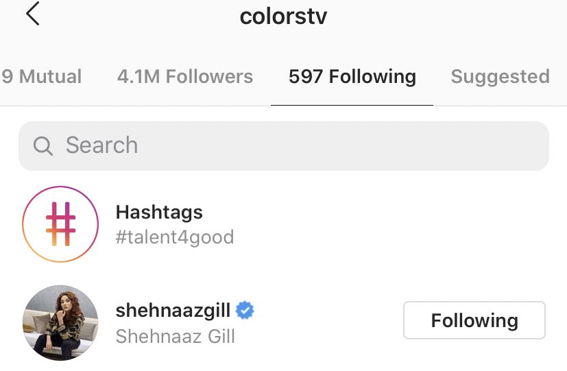 Well @ColorsTV started following @ishehnaaz_gill on Insta👏 #ShehnaazGill