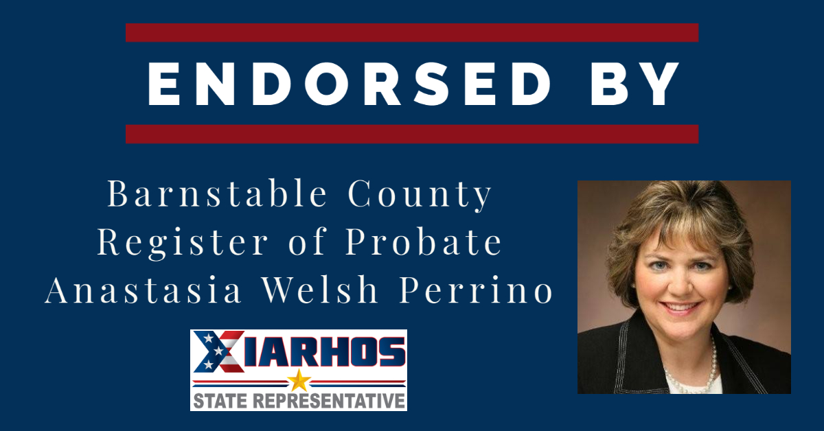 Steve Xiarhos is proud to be endorsed by Barnstable County Register of Probate Anastasia Welsh Perrino.

For a full list of Steve's endorsements, please visit:
xiarhosforrep.com/endorsements/