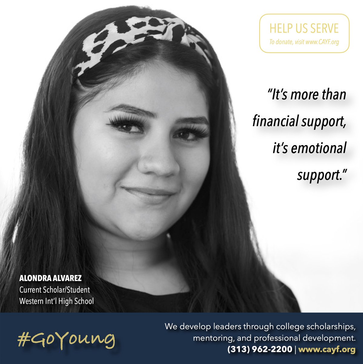 KharyTurner's tweet photo. Scholars like Alondra make Detroit's future bright. And your gift to Coleman A. Young Foundation (@CAYFtweets ) helps us to support them. Give a one-time or monthly gift today @ https://t.co/pymiOYm6Iz. #goyoung #nonprofit #education  #equity #dogood #activism #SocialJustice https://t.co/pJQAXU98yD