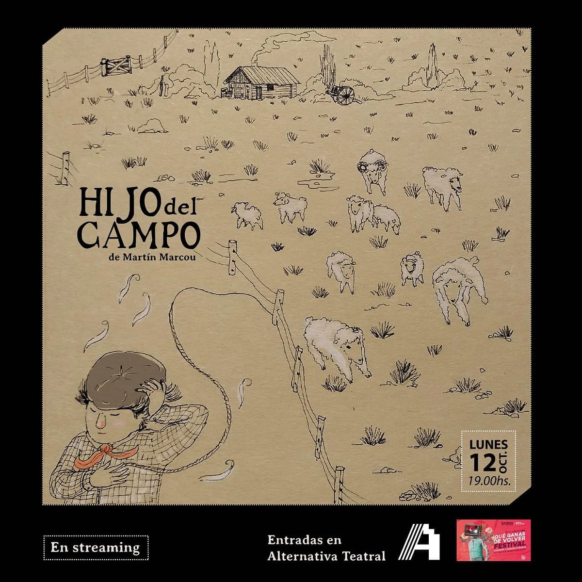 espaciotoletole's tweet photo. Hoy lunes a las 19h en el marco del Festival #QueGanasDeVolver pueden ver una función de HIJO DEL CAMPO
Con @martinmarcou y música en vivo de #CaroCurci
Reservan acá
👇
https://t.co/p66jKzQ6N7
#teatro #Online #streaming https://t.co/zPwOCAU51G