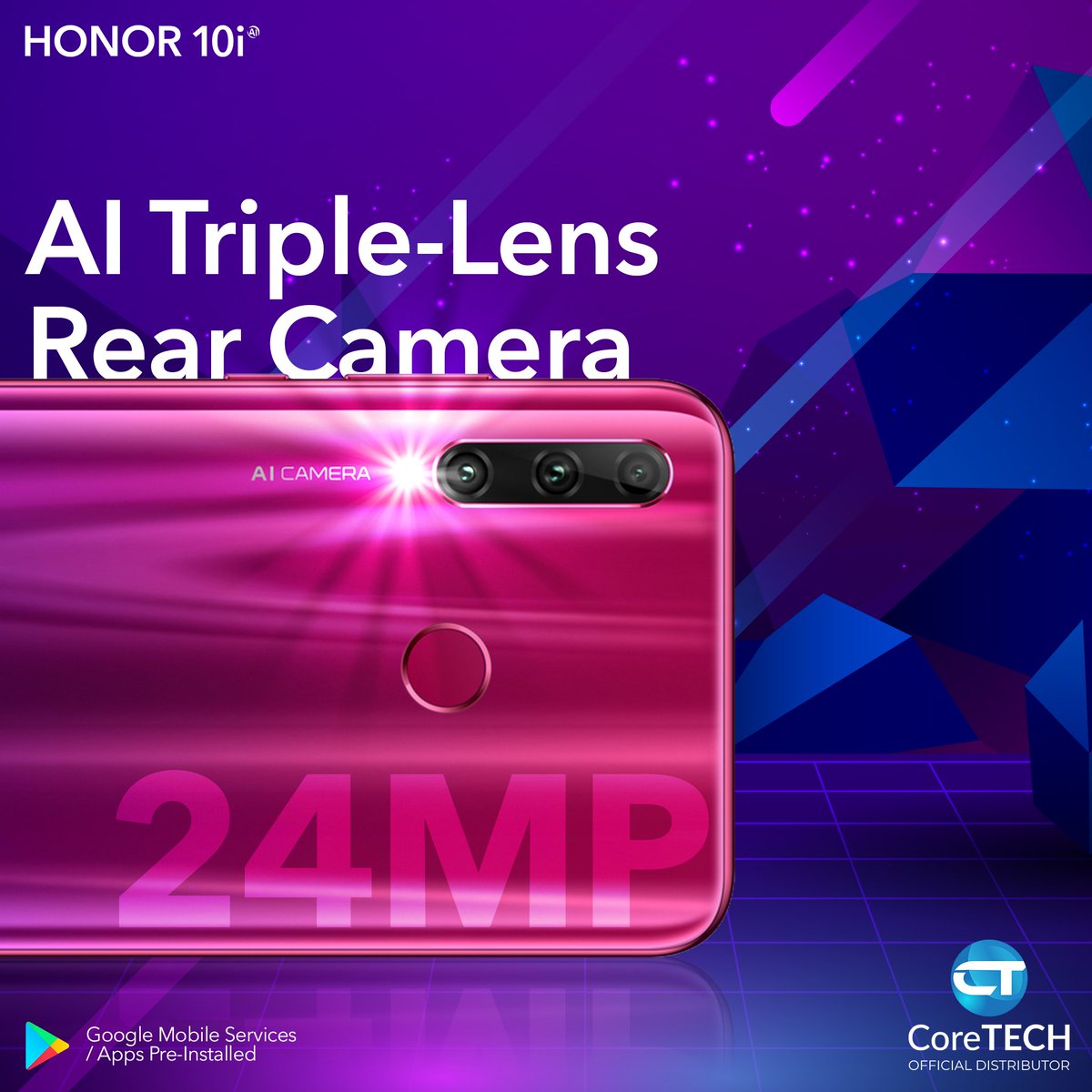 CoretechPak's tweet image. Get the all-new HONOR 10i AI Triple Camera for Rs. 36,999 which comes with Google PlayStore and in 6GB RAM with 128GB Massive Storage. Enjoy a beautiful display in 6.21-inch Screen with DewDrop Notch to be exact, 32MP Selfie Camera & Triple Camera (24MP + 8MP + 2MP) Rear Camera.