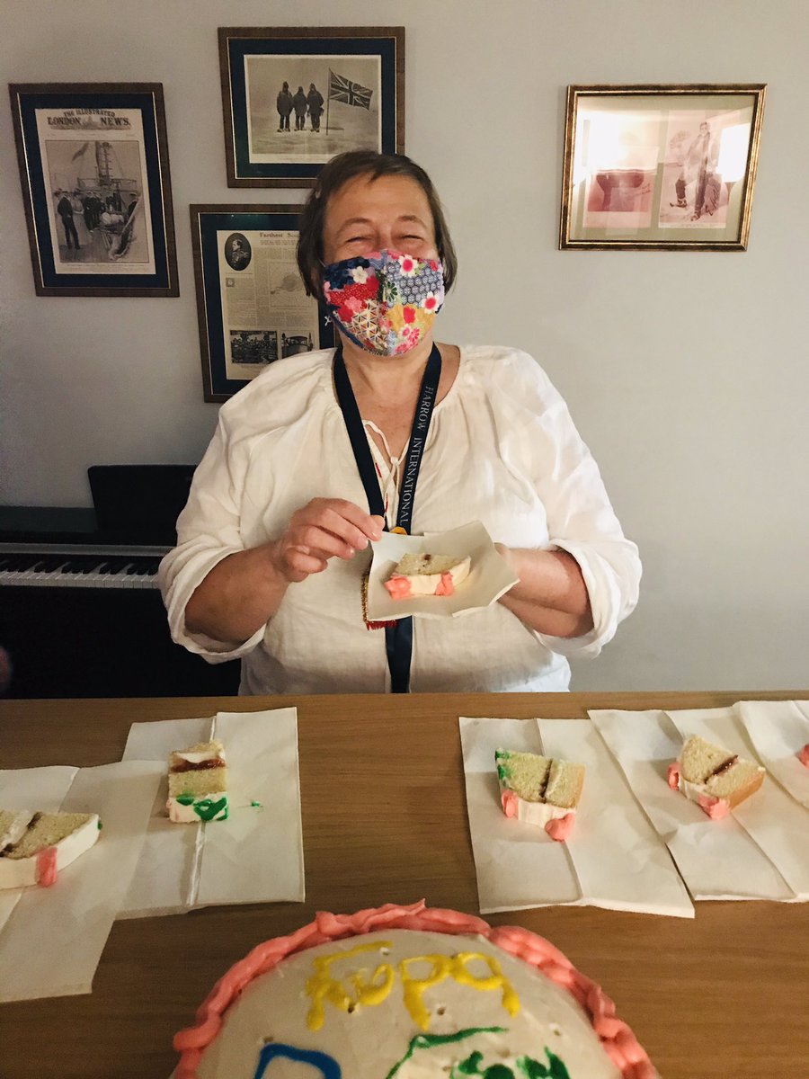 HHKSShackleton's tweet photo. Happy Birthday to the wonderful Ms DC! The #boysofshackleton throw an impromptu party complete with cake eating and a Ms DC themed Kahoot quiz! Many happy returns and thanks for looking after us! @Harrow_HK @HeadHarrowHK #boysofcompassion #WeAreShackleton https://t.co/SFSSHEQ6pT