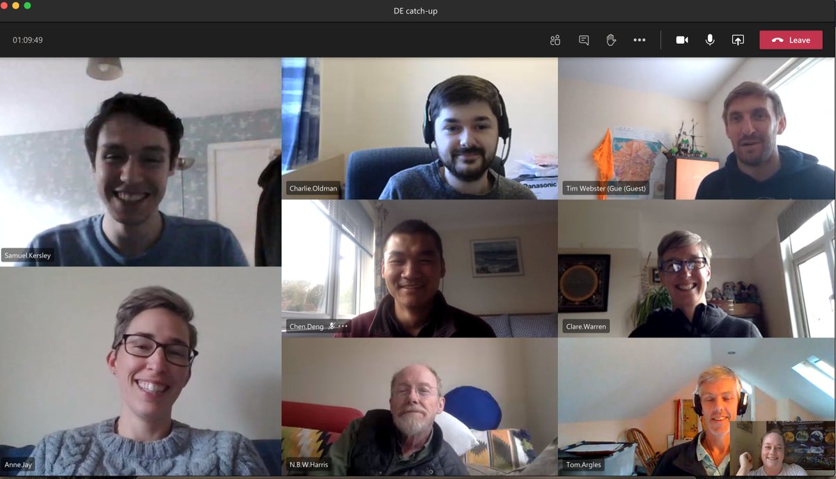 (7/12) Time for another online meeting! Mondays are when the  @OU_EEE Dynamic Earth Research Group meet up for a chat. Often we're discussing papers, troubleshooting, talking science, but today was a chance to catch up and check in with everyone, because that's just as important.