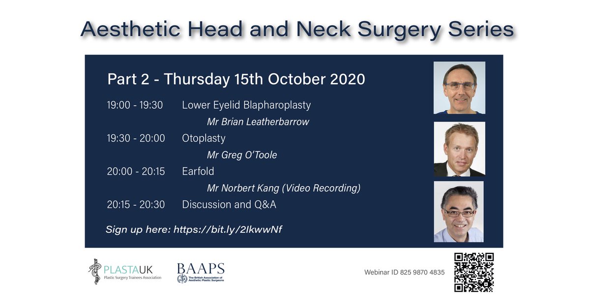 SerenaMartin77's tweet photo. Part 2 of the @BAAPSMedia and @PLASTAUK aesthetic series is this Thursday. @Greg_OToole @DrLeatherbarrow sign up here! https://t.co/XieYRehuqq #BAAPS #PLASTA #earfold https://t.co/iBkJbC4t3I