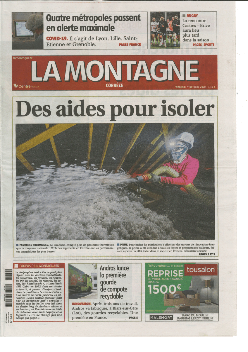OEE_France's tweet photo. Article complet en double page, journal @lamontagne_fr vendredi 09/10 #rénovation #énergétique et les #aides #primes #CEE et #maprimerenov #isolation #précarité des ménages https://t.co/DeMK5r77Cr