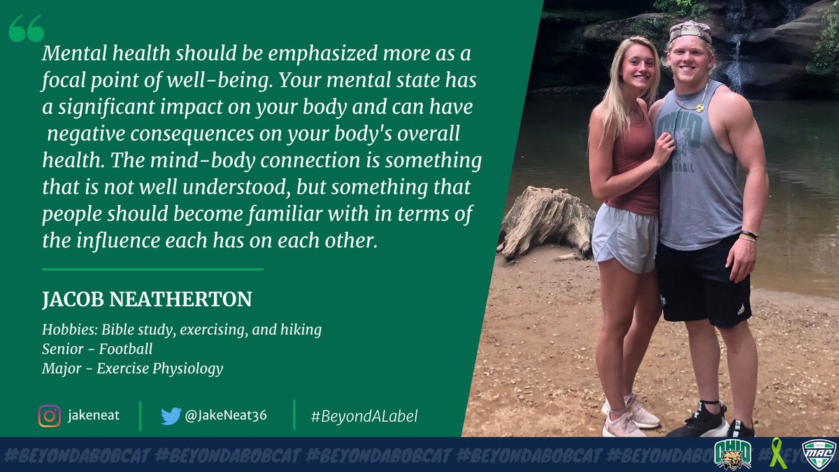 OhioSAAC's tweet photo. Hear what our very own @JakeNeat36 has to say about mental health 🧠
#BeyondABobcat #TakingMACtion #ItsOKtoNOTbeOK #BeyondALabel https://t.co/bNm3UfH3Zv