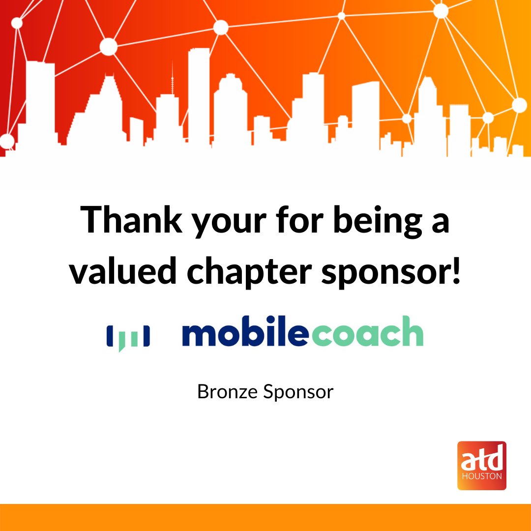 mbruceabbott's tweet image. Sponsors are vital to ATD Houston. We want to take a moment and say thank you, @mobile_coach.

#atdhouston #mobilecoach #talentdevelopment