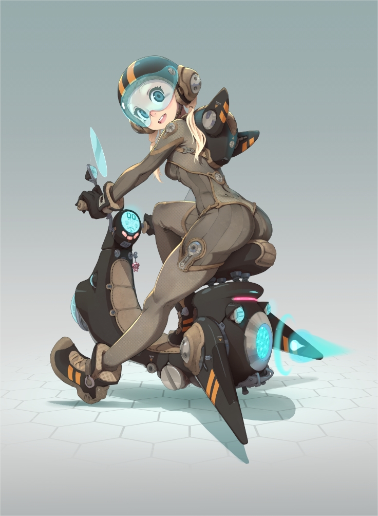 XaGueuzav's tweet image. Alternative colors version of my sci-fi scooter girl.